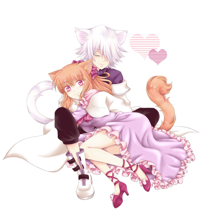 anime couple with animal ears