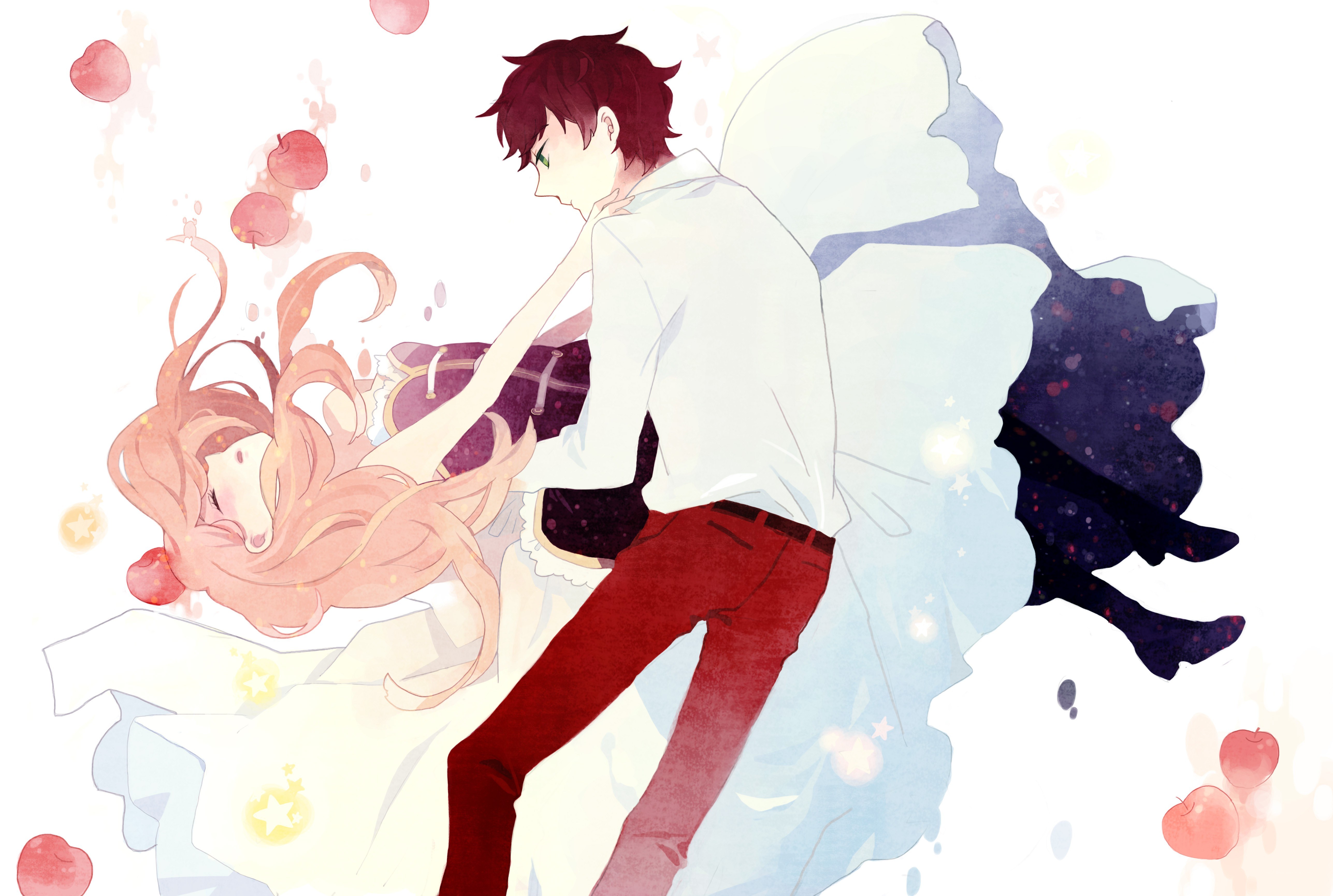 Anime couple with apples