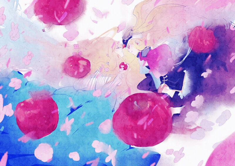anime couple with apples