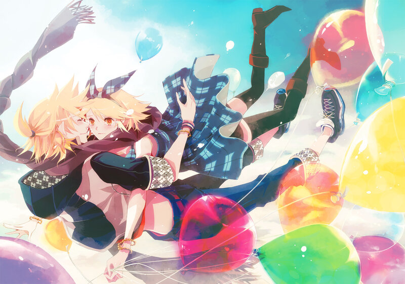 Anime couple with balloons