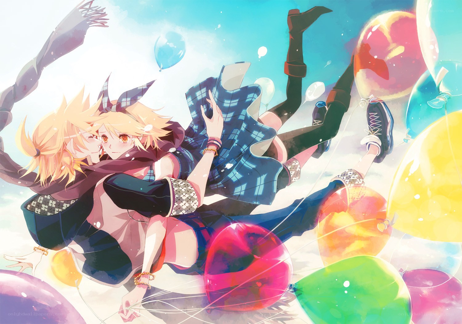 Anime couple with balloons