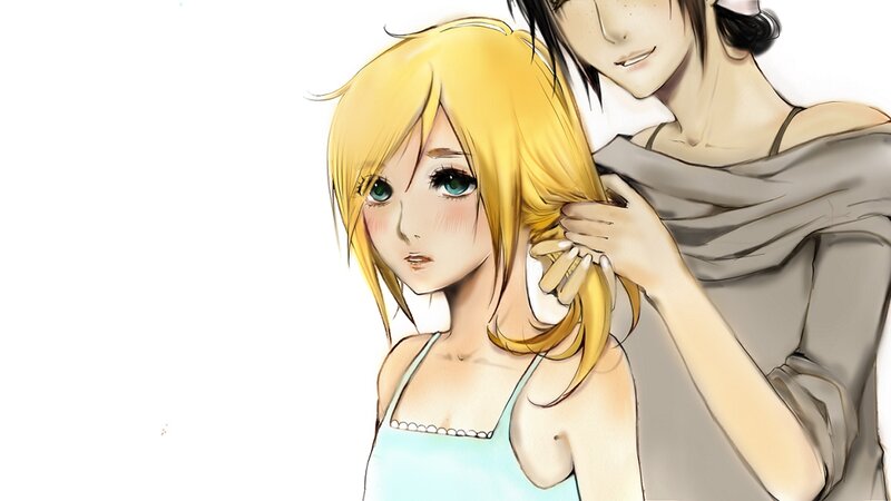 Anime couple with blonde girl