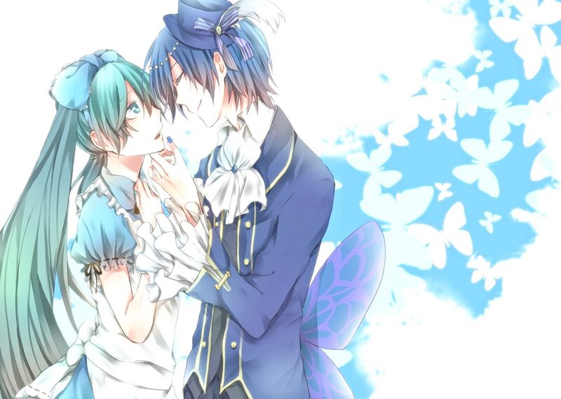 anime couple with butterflies