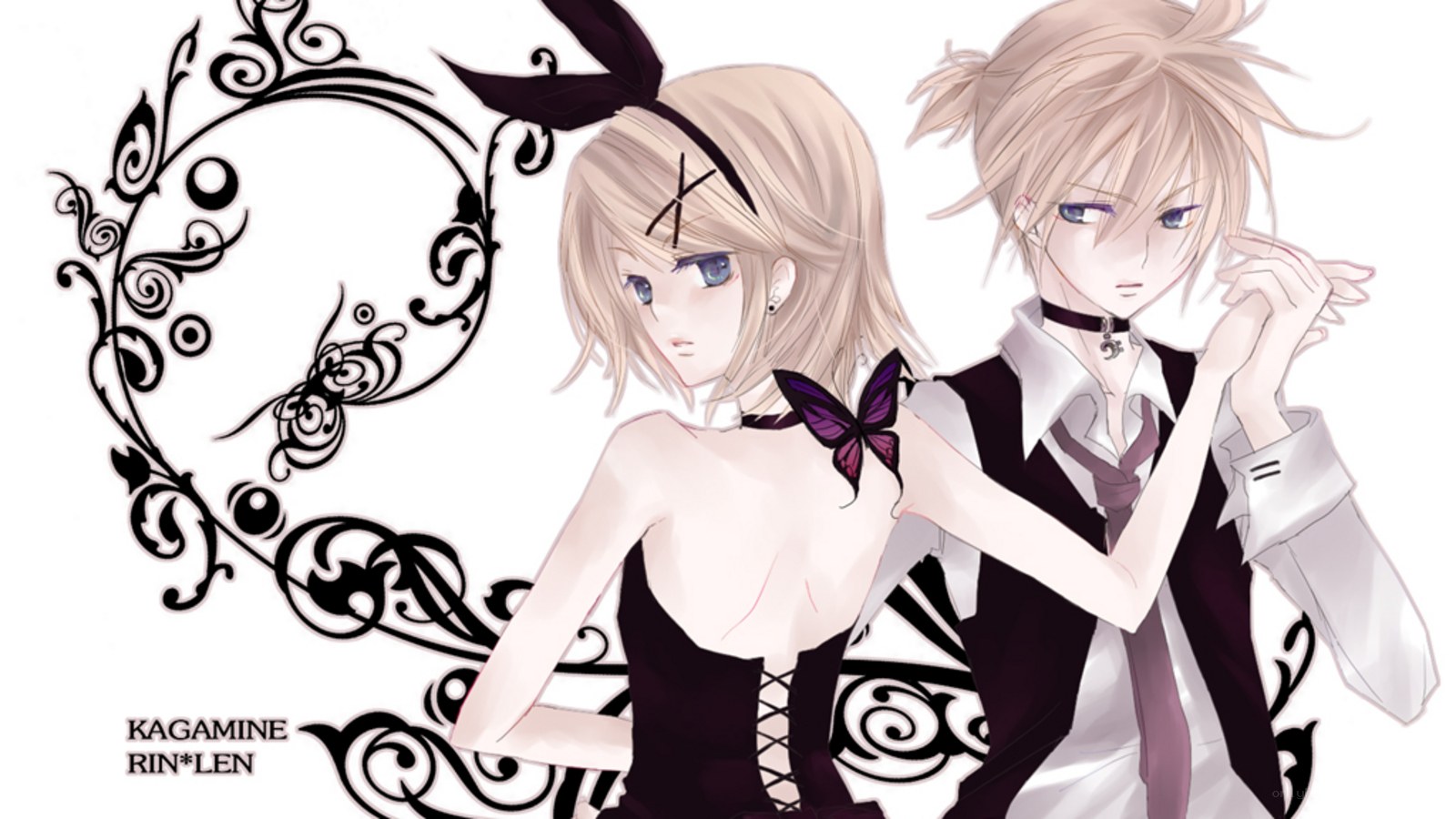 Anime couple with butterfly