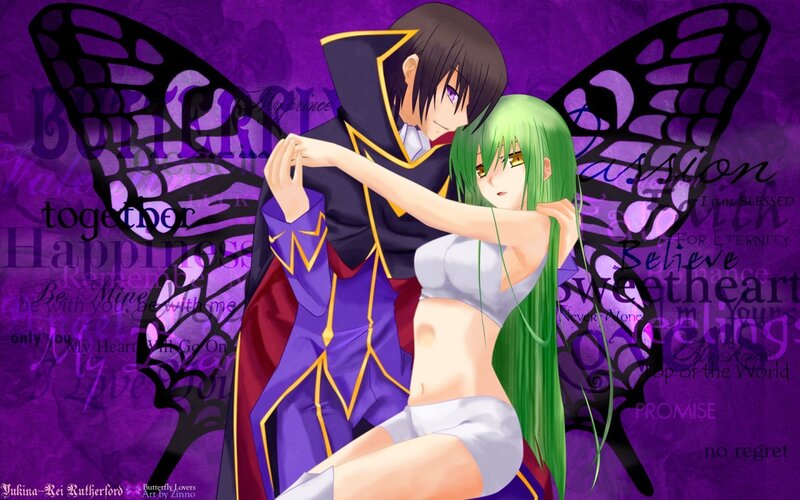 Anime couple with butterfly wings