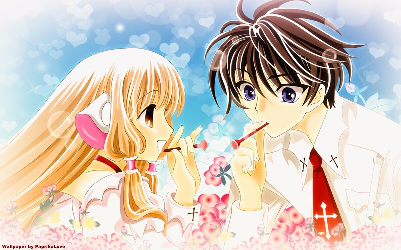 anime couple with candy