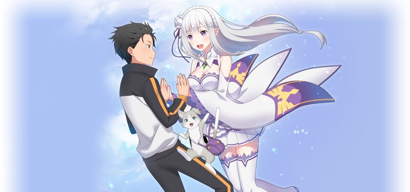 Anime Couple with Cat — Blue