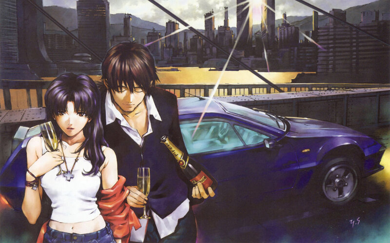 anime couple with champagne