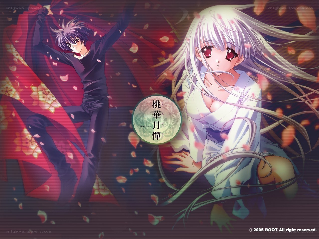 Anime couple with cherry blossoms