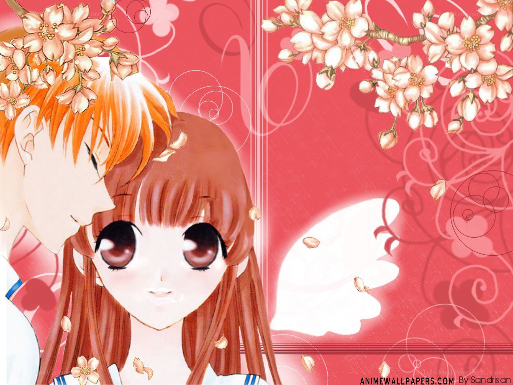Anime couple with cherry blossoms