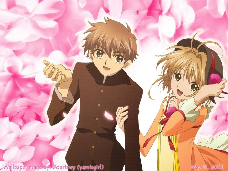 Anime couple with cherry blossoms