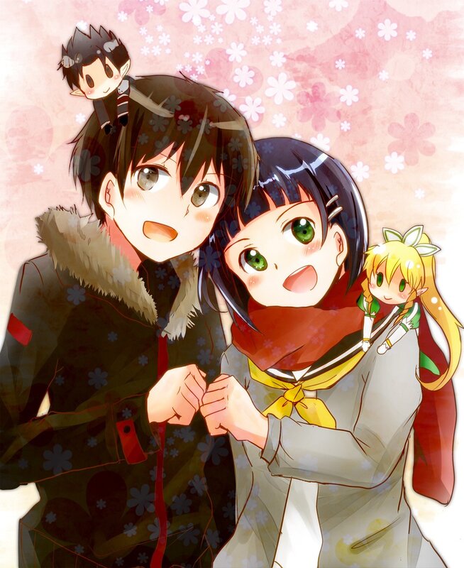Anime couple with chibi characters