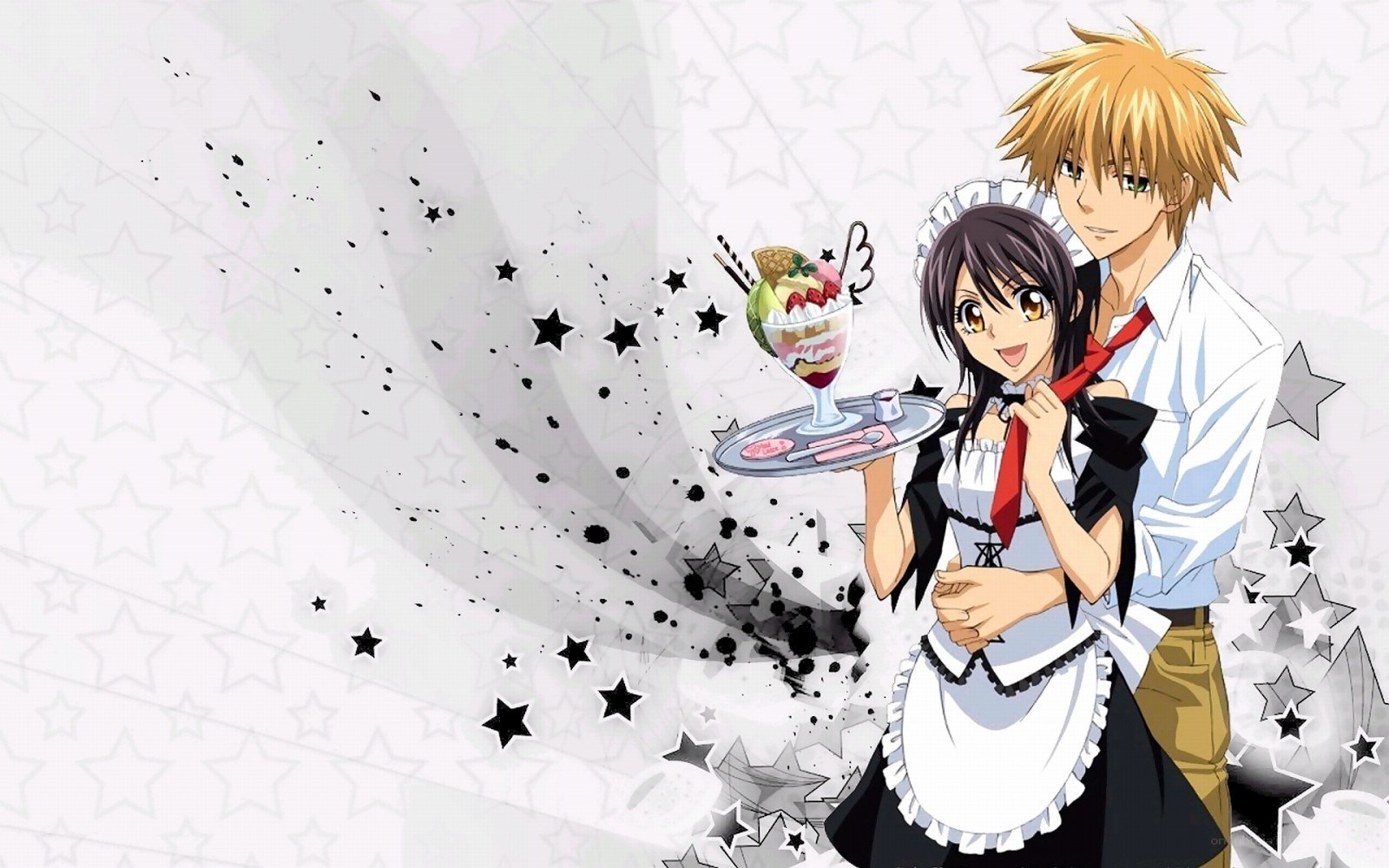 anime couple with dessert