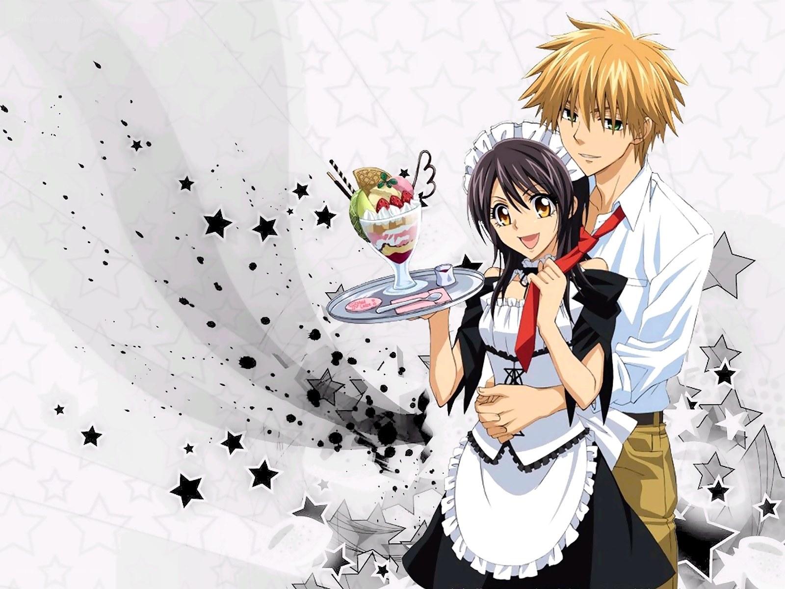 Anime couple with dessert
