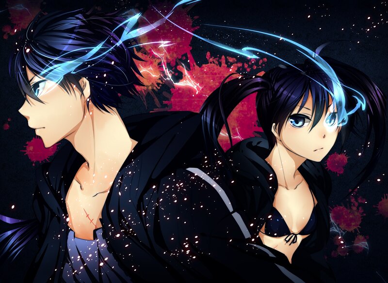 anime couple with energy effects