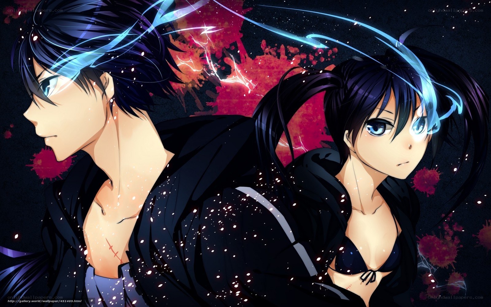 anime couple with energy effects