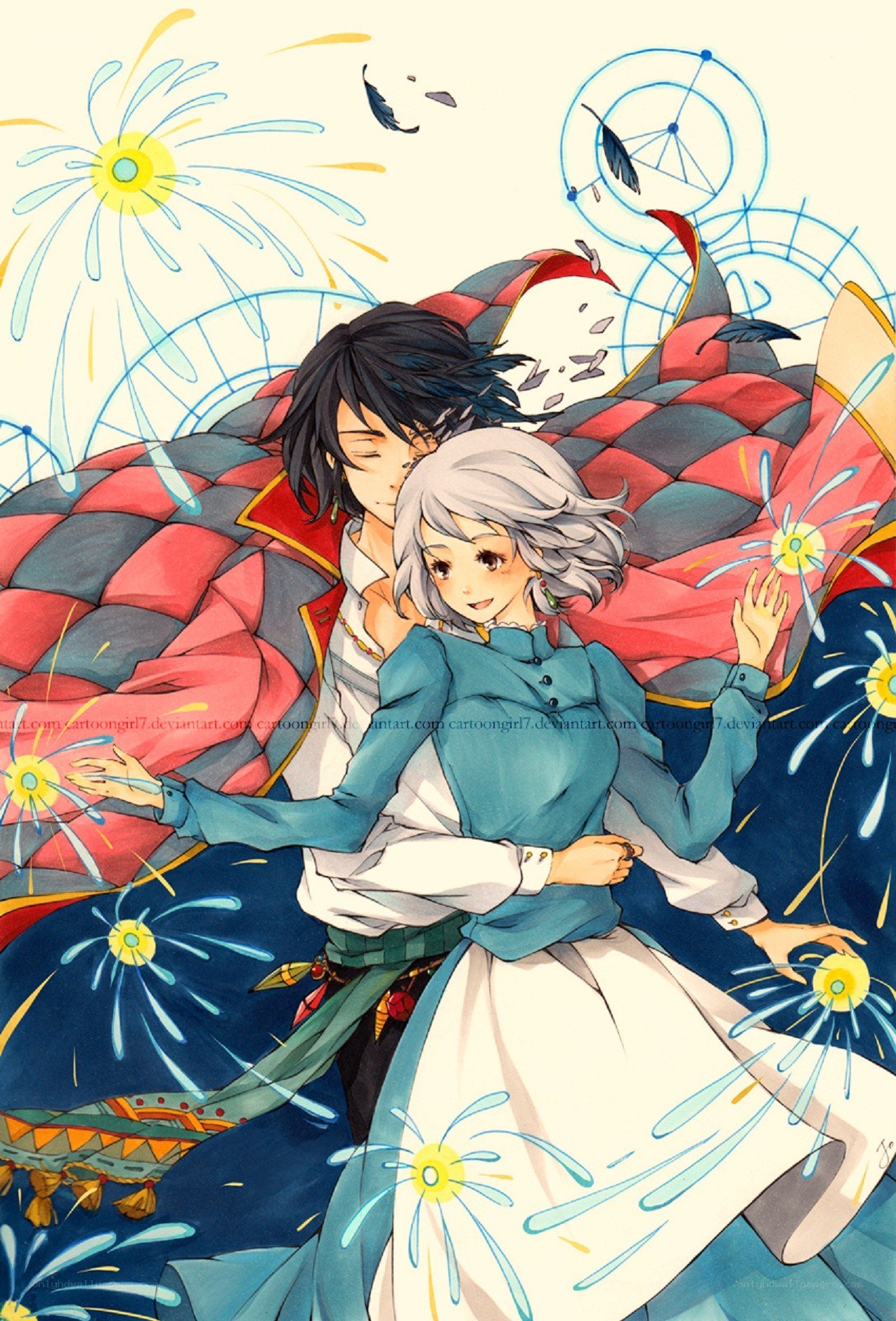 Anime couple with fireworks