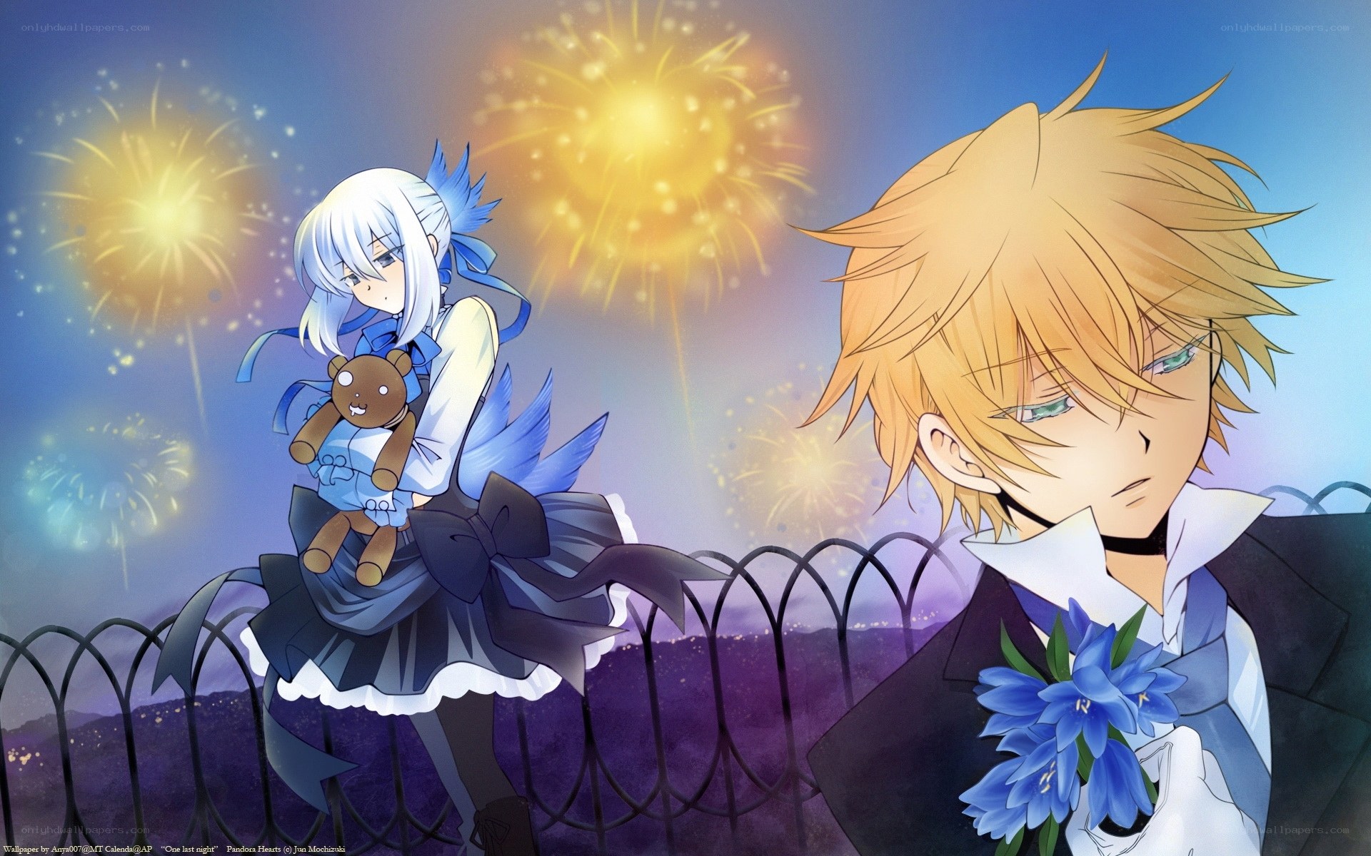 Anime couple with fireworks