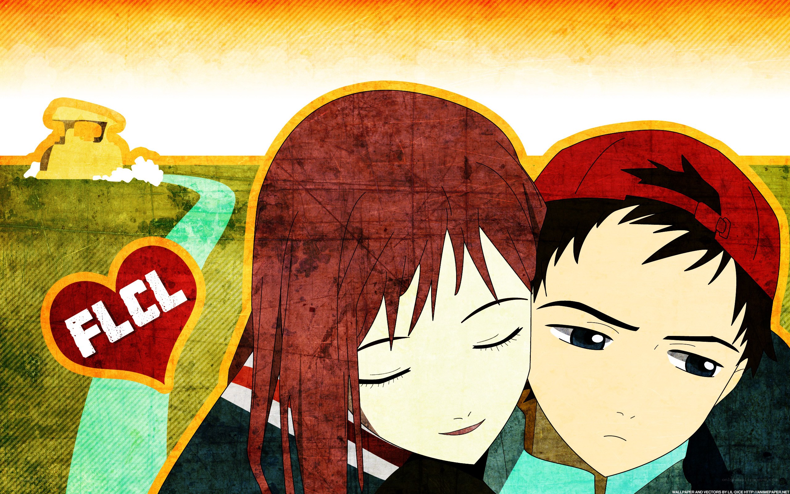 Anime couple with FLCL heart