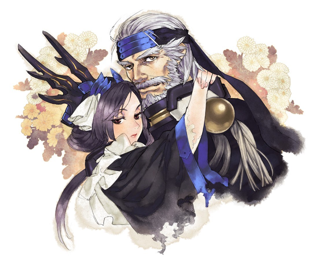 anime couple with flowers