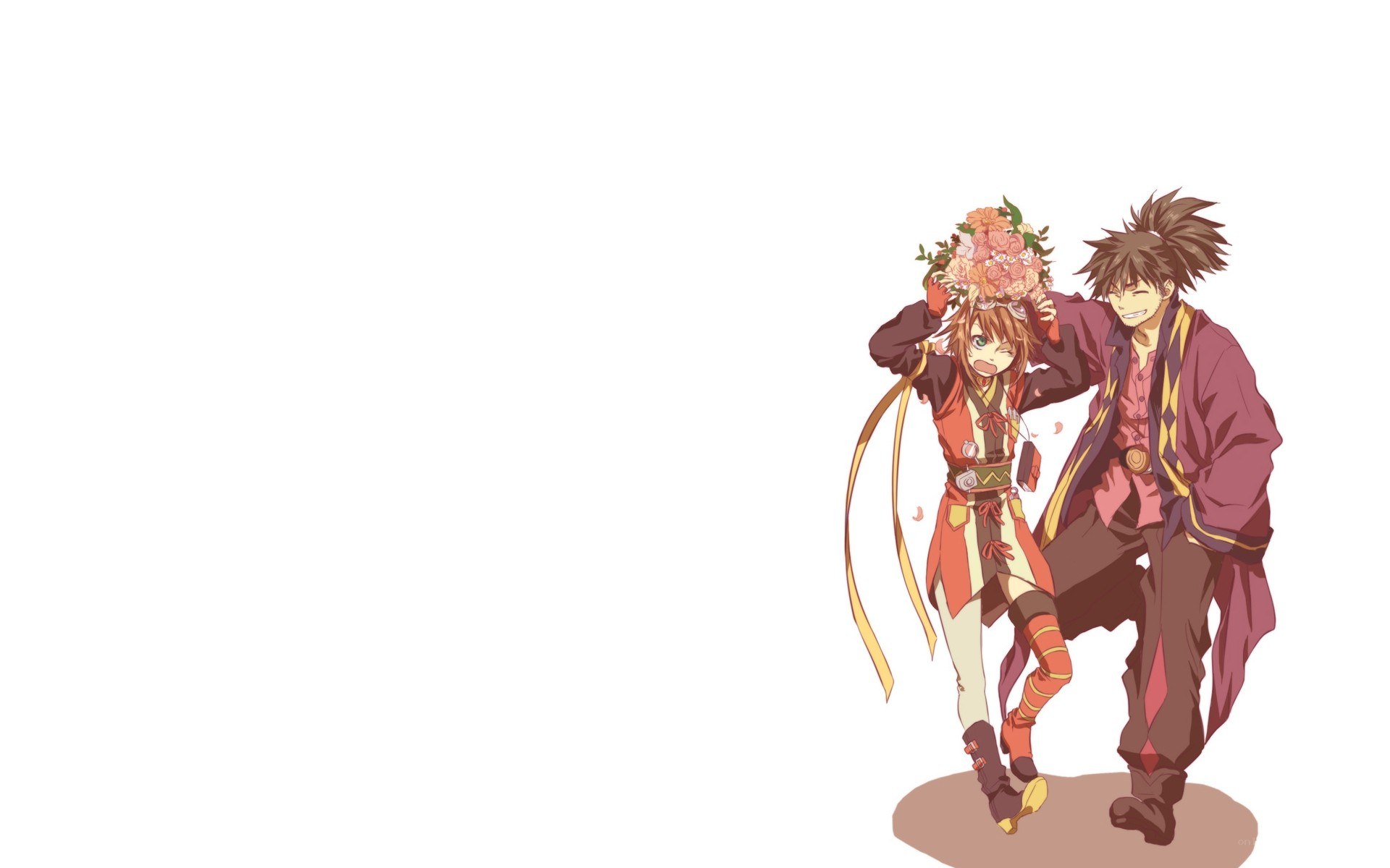 anime couple with flowers