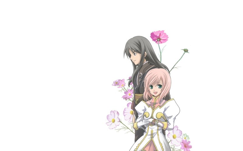 anime couple with flowers