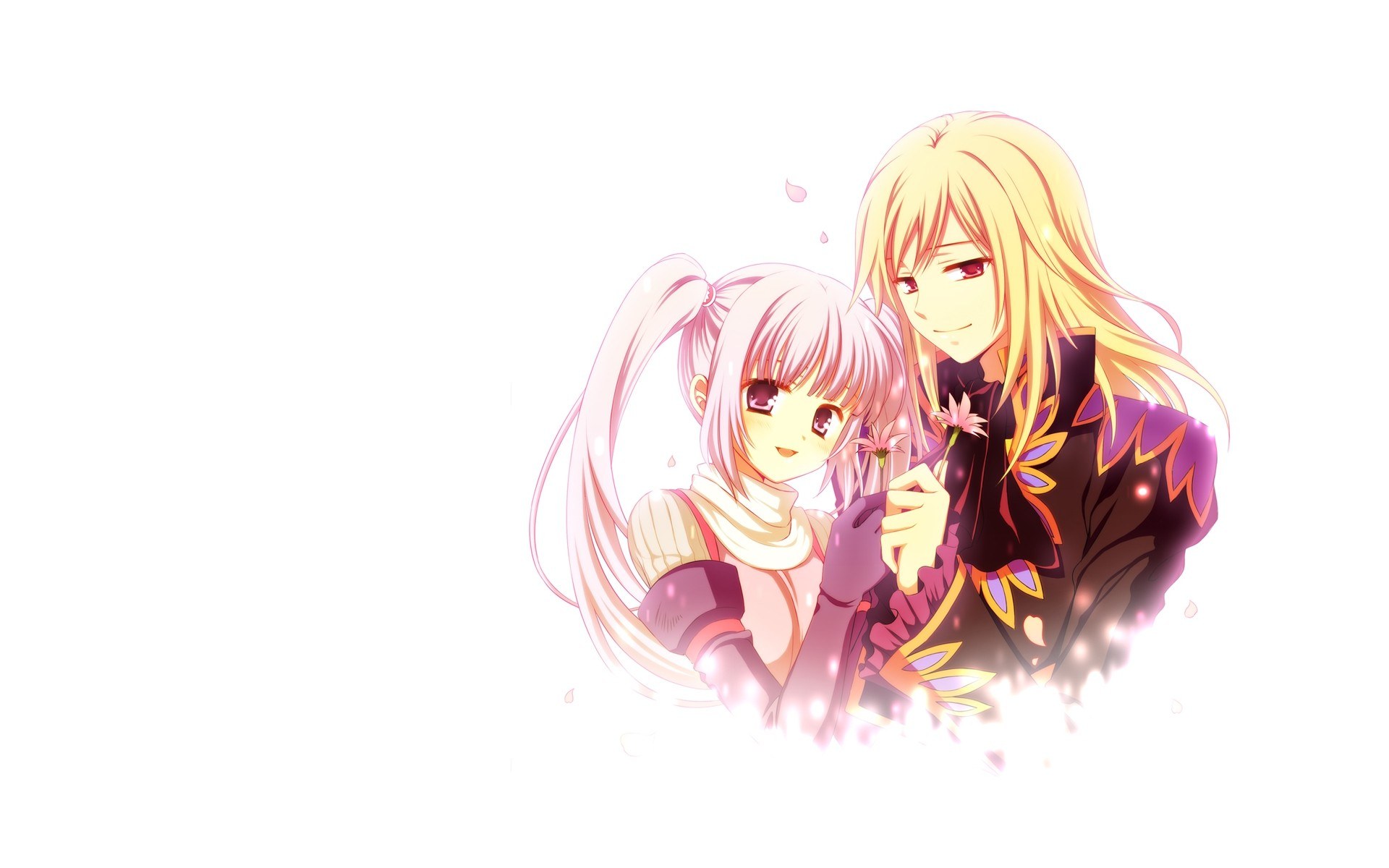 anime couple with flowers