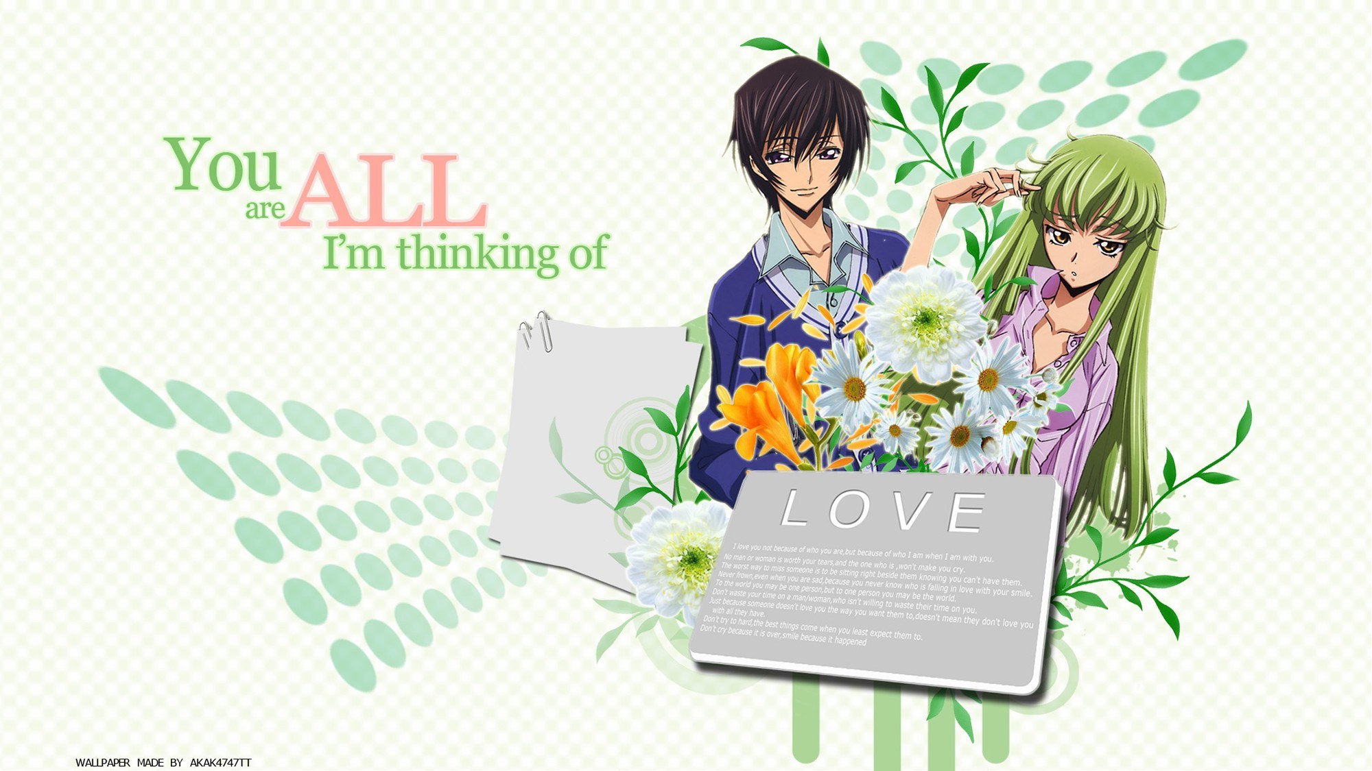 anime couple with flowers