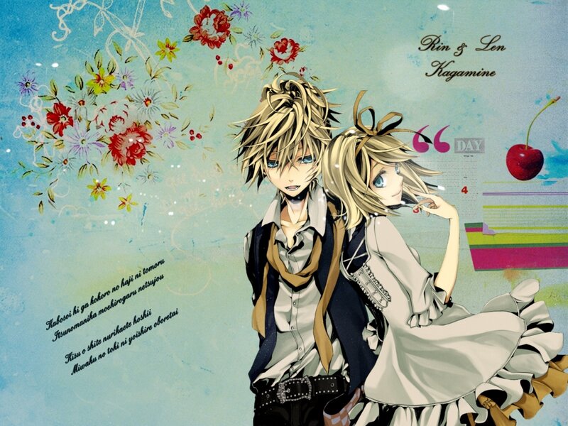 Anime couple with flowers