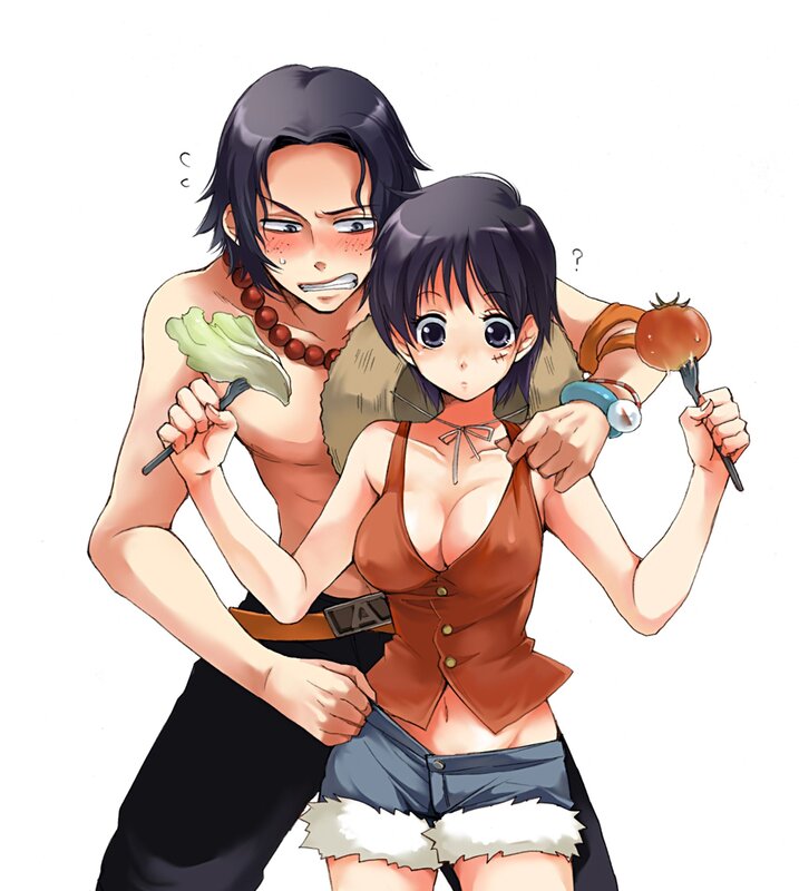 Anime couple with food