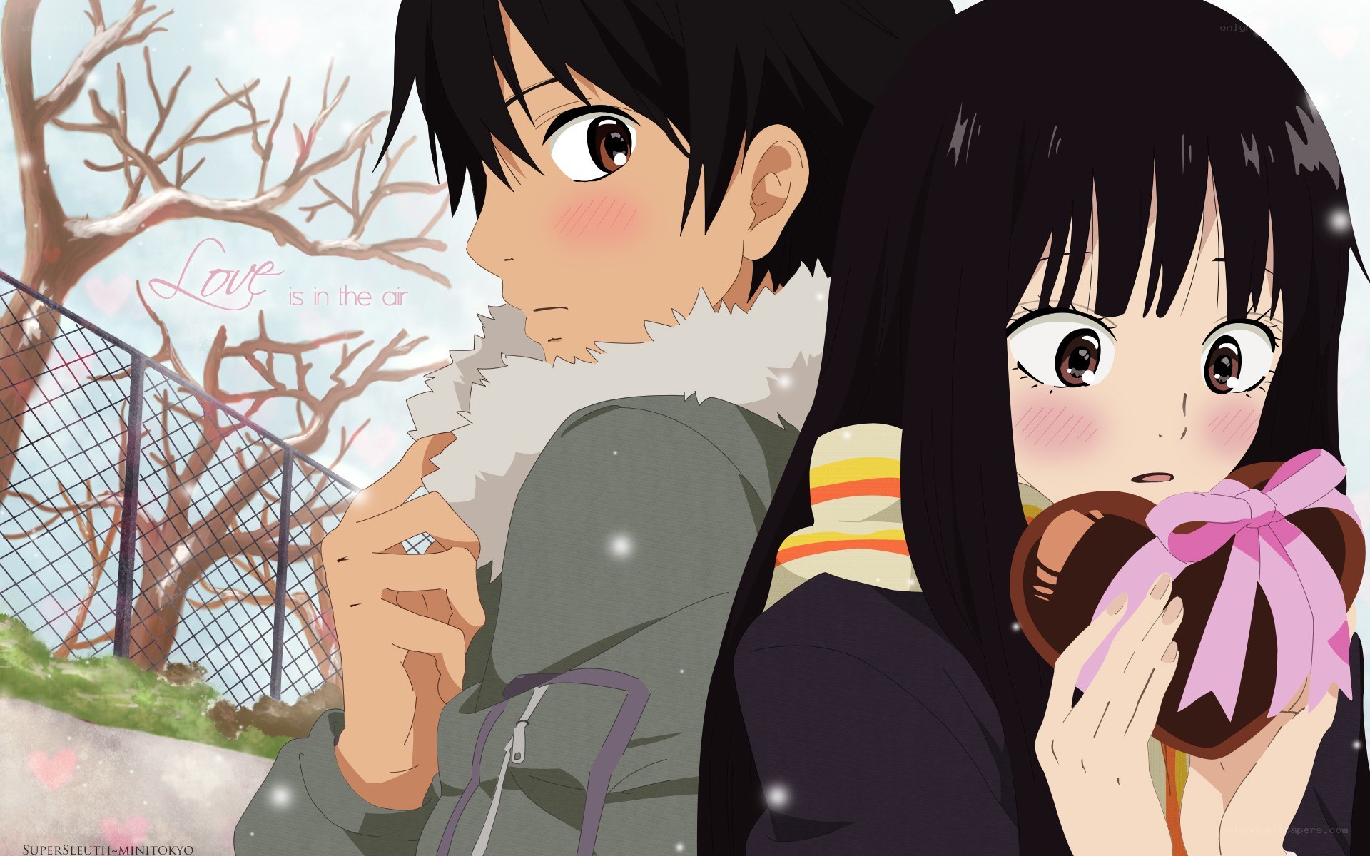 Anime couple with gift
