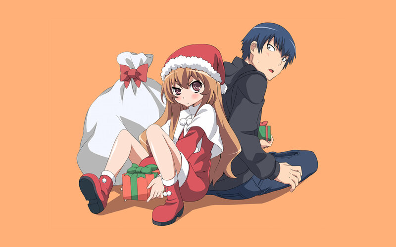 Anime couple with gifts