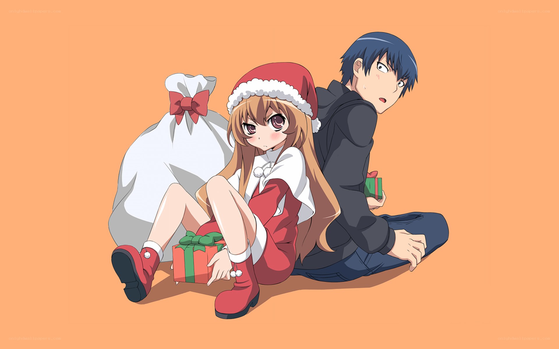 Anime couple with gifts