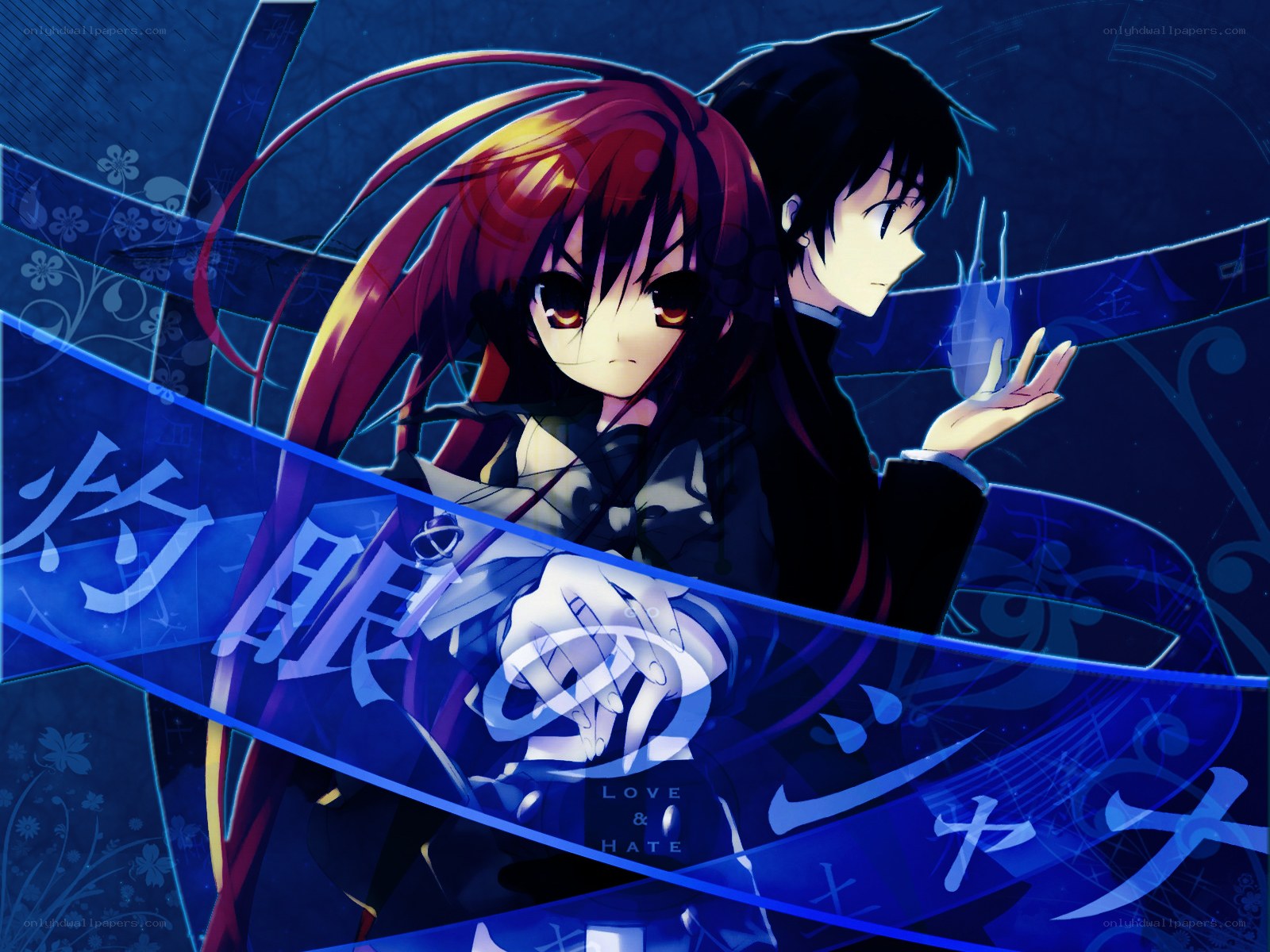 Anime couple with glowing hands