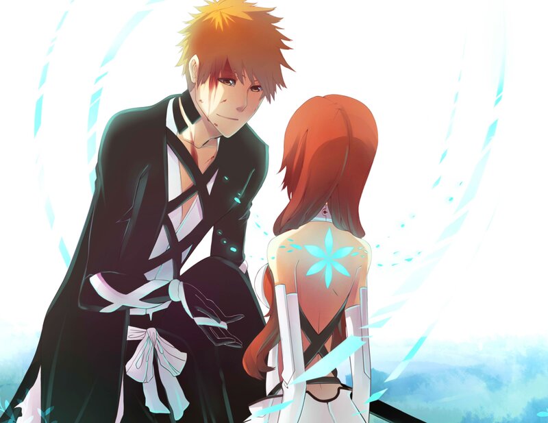 anime couple with glowing mark