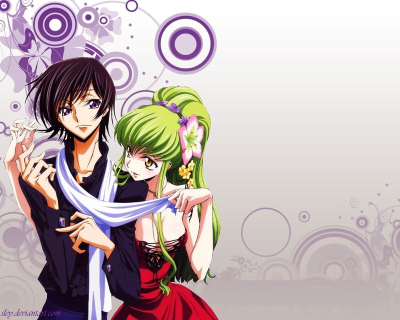 anime couple with green hair