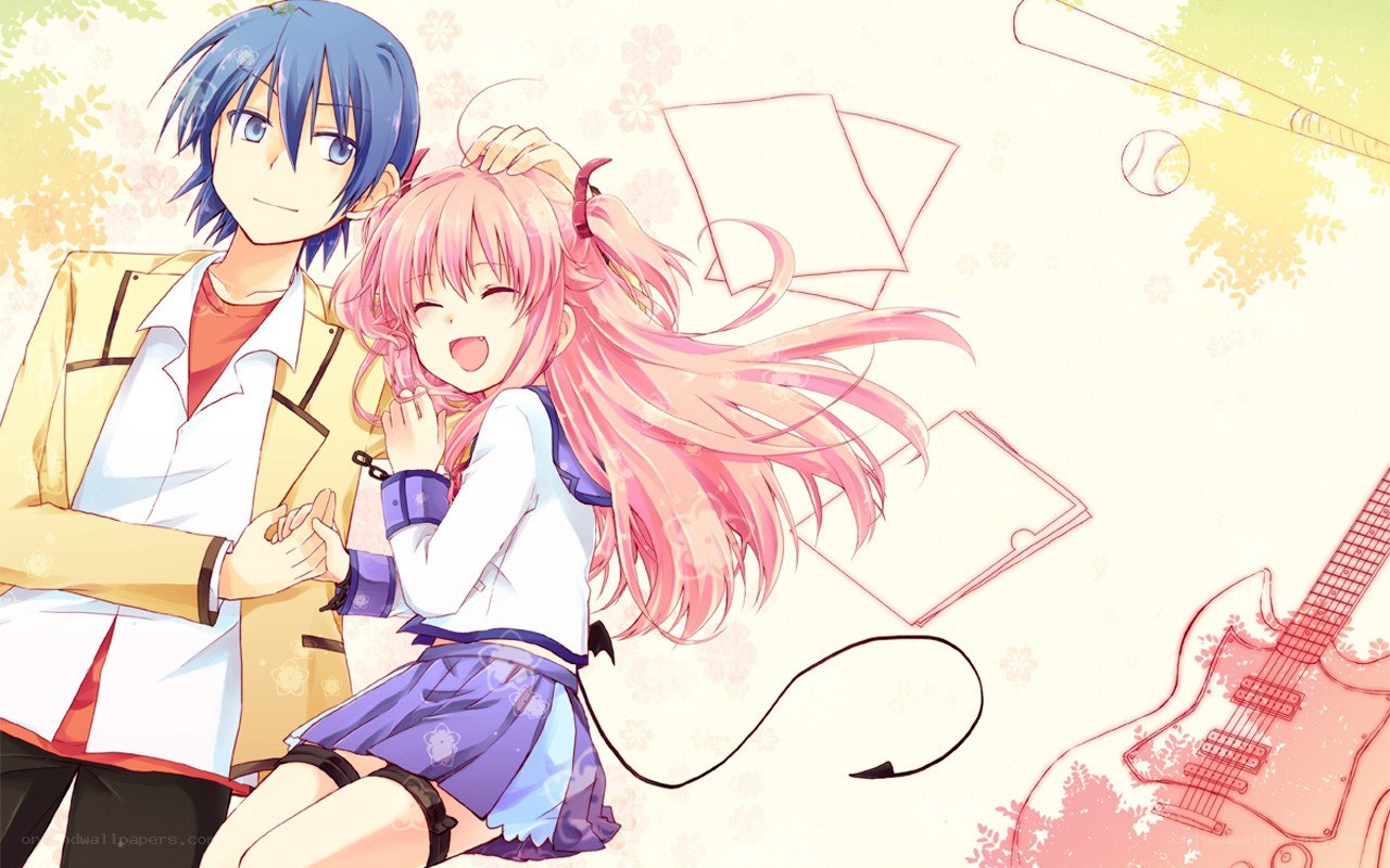anime couple with guitar