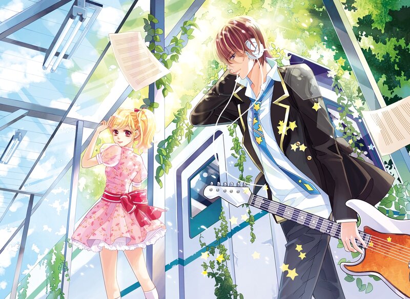 Anime Couple with Guitar — Green