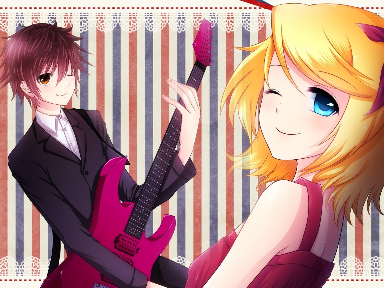Anime couple with guitar