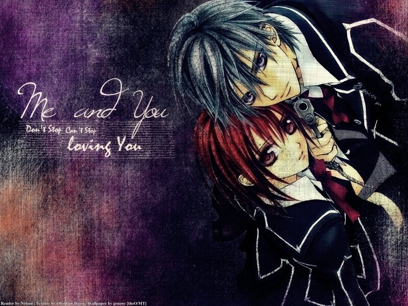 Anime couple with gun
