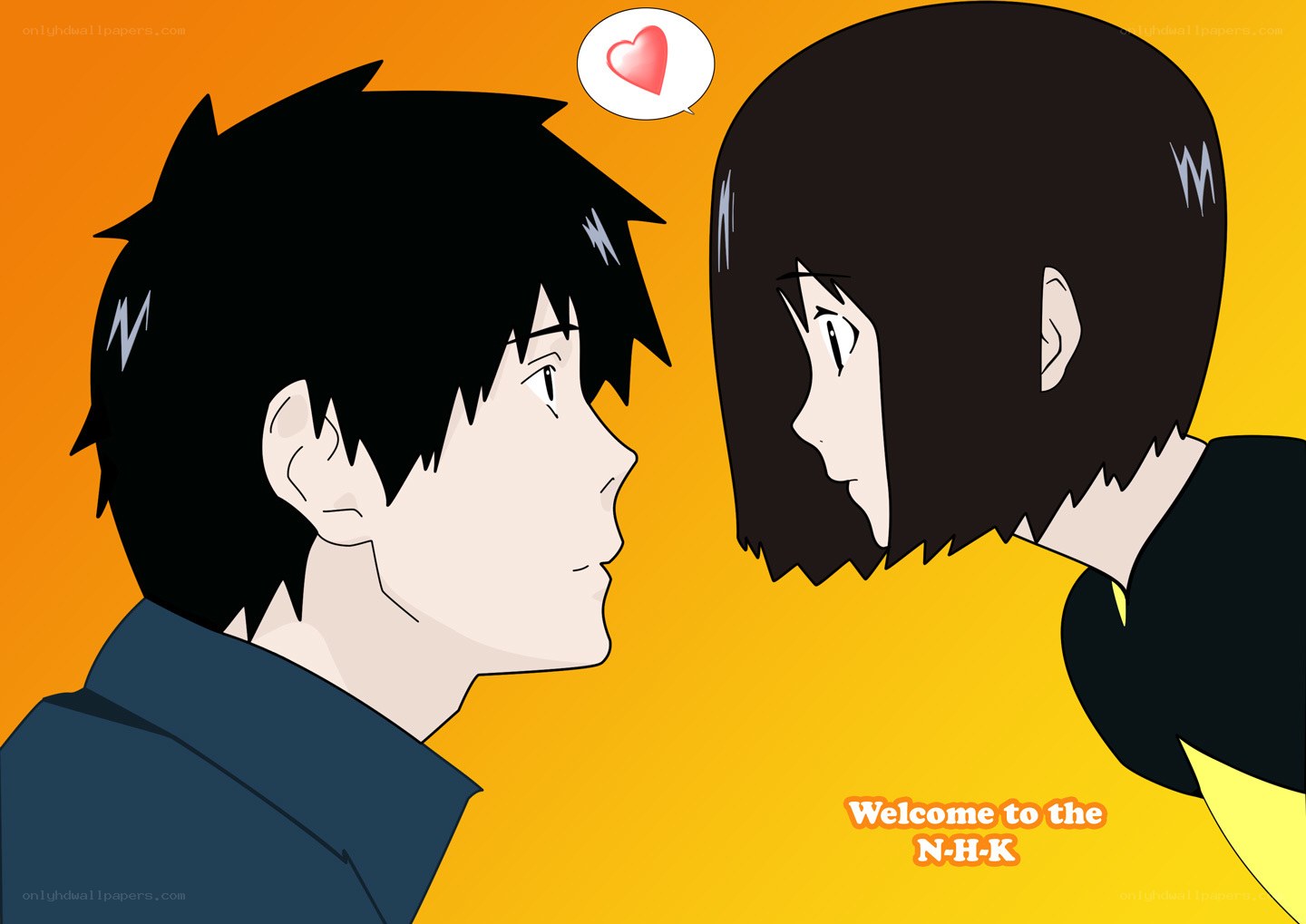 anime couple with heart