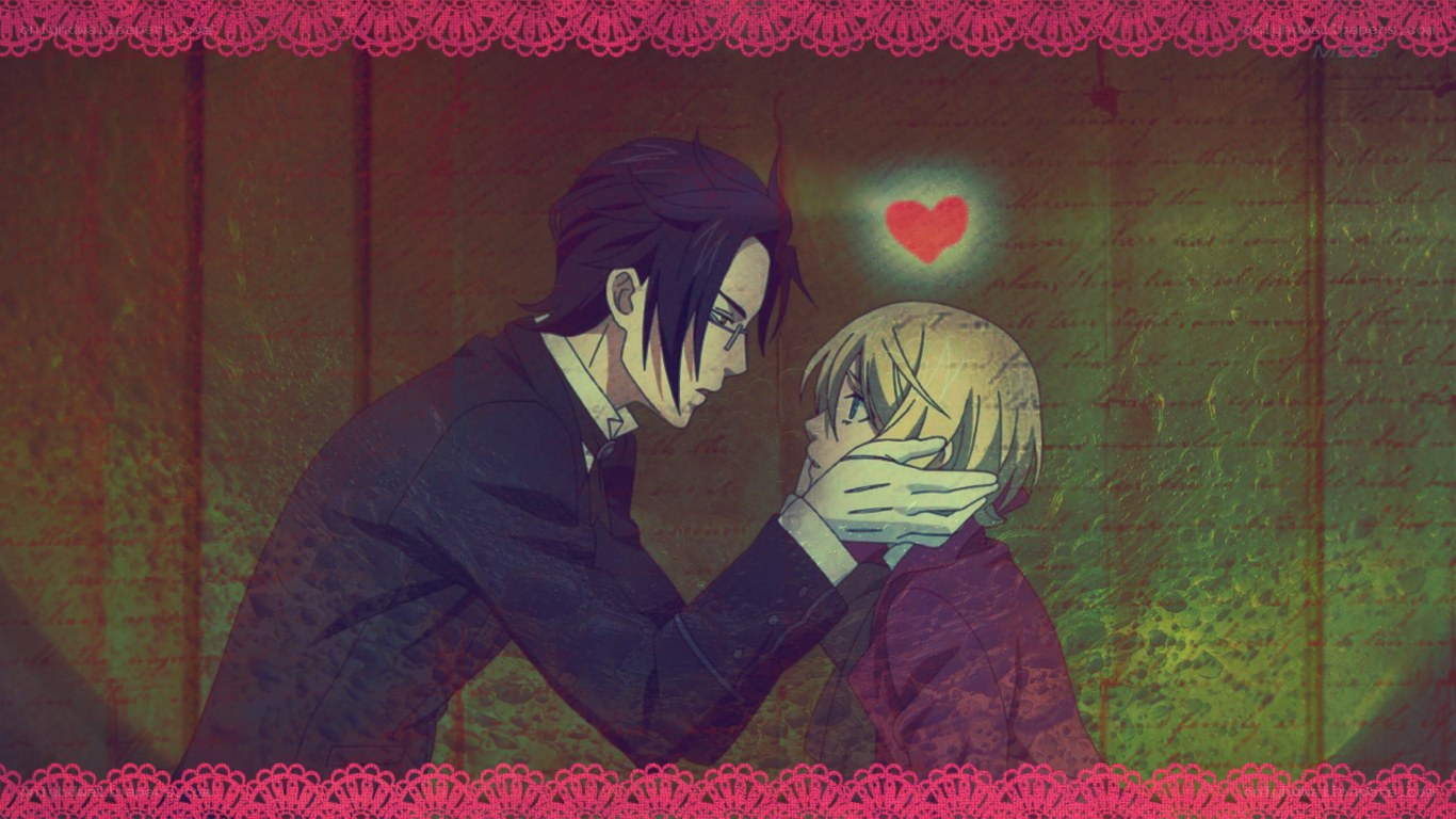 anime couple with heart
