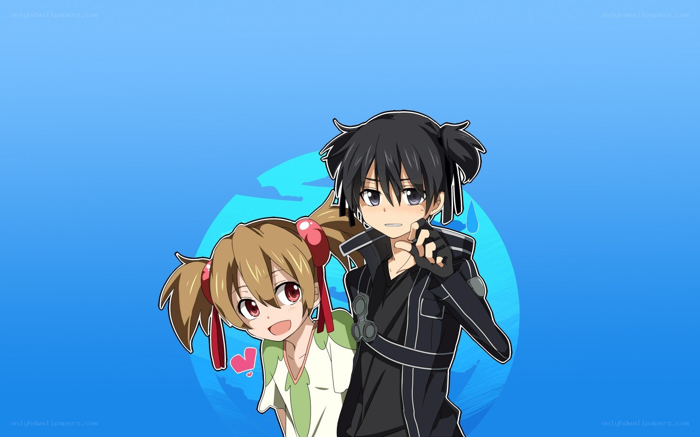 anime couple with heart