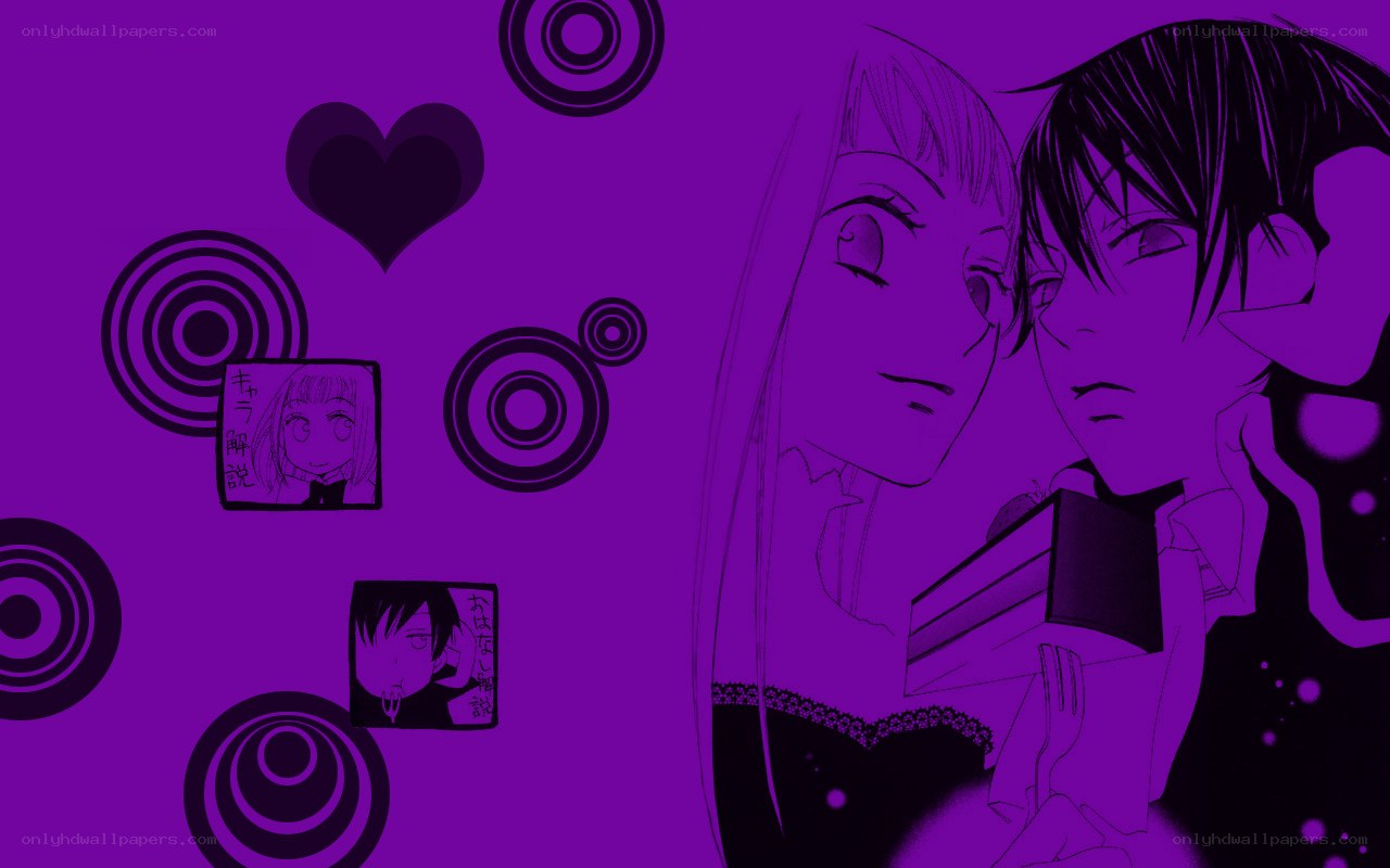 anime couple with heart symbols