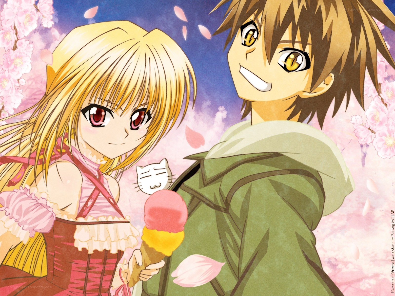 Anime couple with ice cream