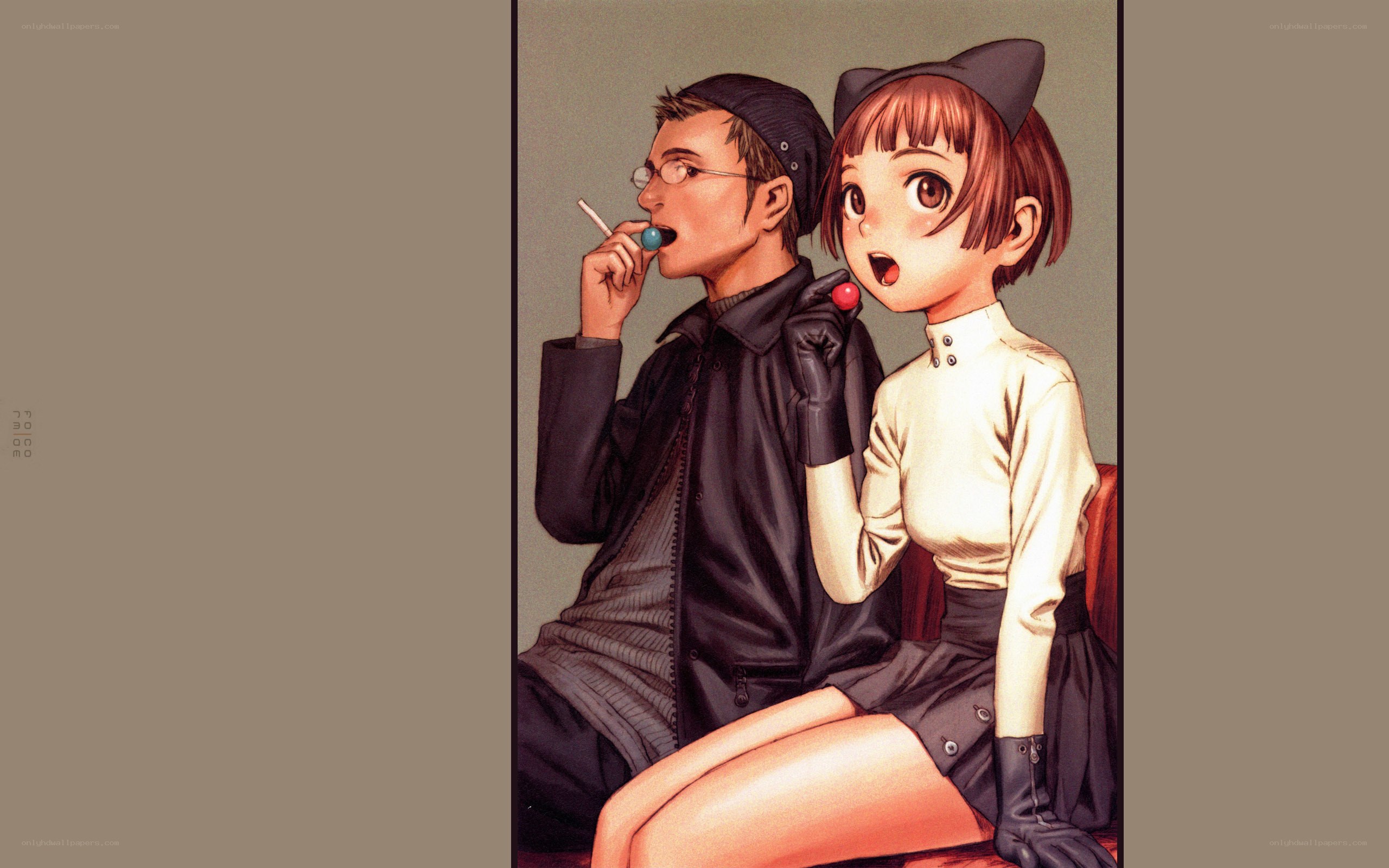 Anime couple with lollipops