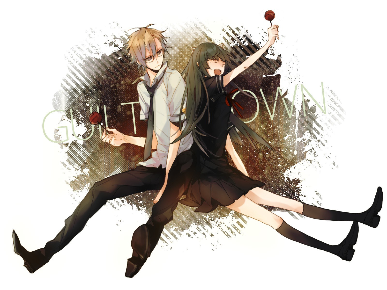 anime couple with lollipops