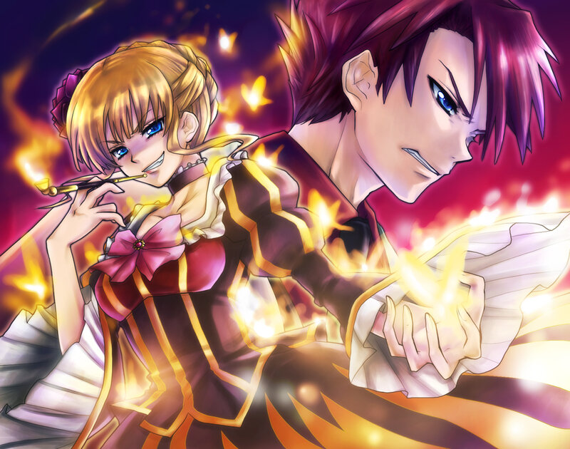 Anime couple with magic