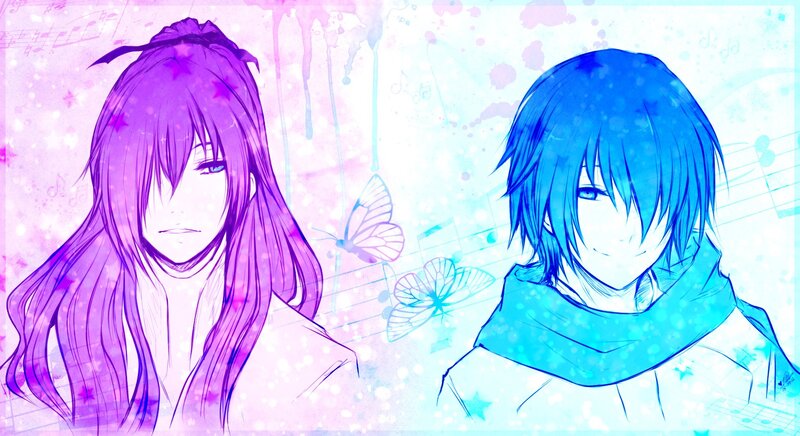 anime couple with music notes