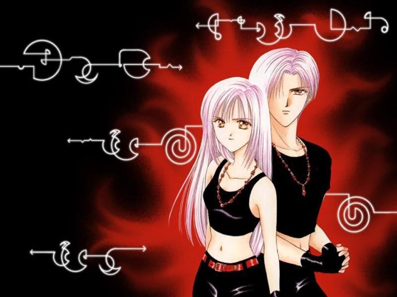 anime couple with pink hair
